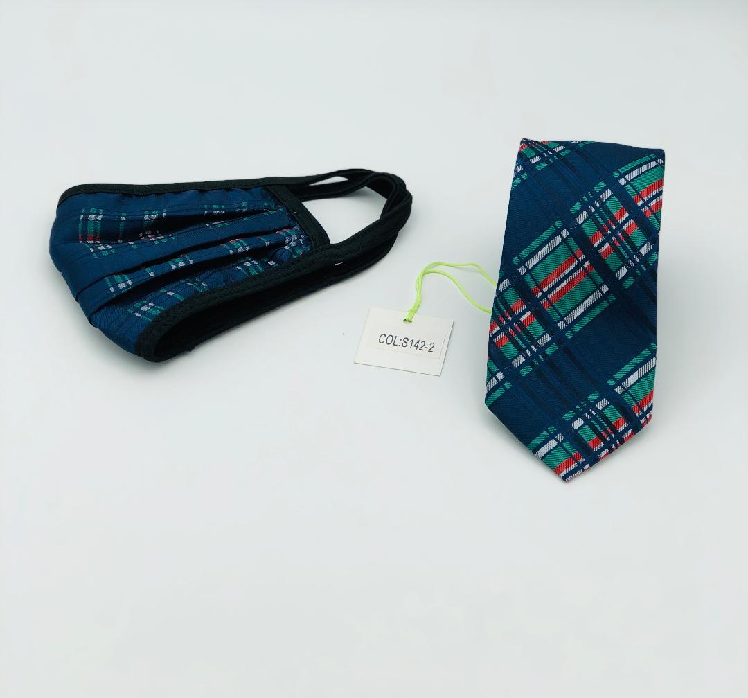 Face Mask & Tie Set S142-2 Navy