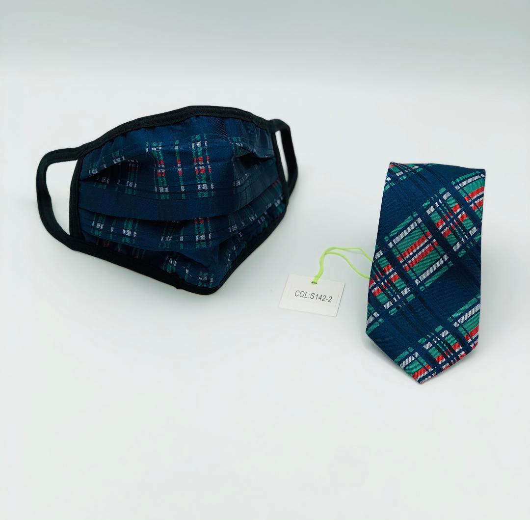Face Mask & Tie Set S142-2 Navy