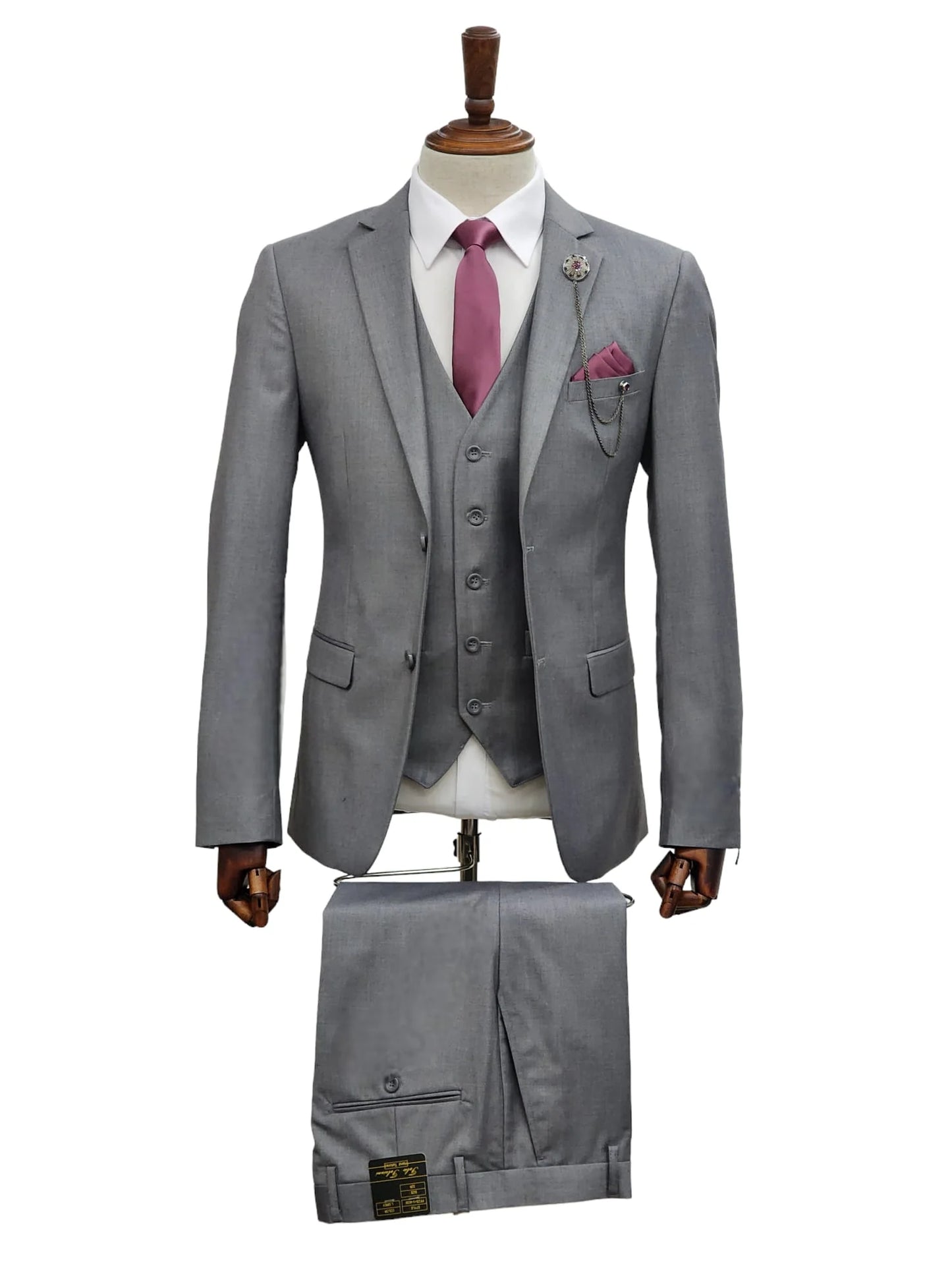 2 Button Notch Lapel Light Grey Slim Fit Suit FF2SV-4030