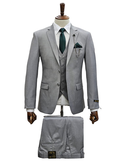 2 Button Notch Lapel Silver Slim Fit Suit FF2SV-4030