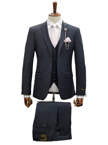 2 Button Notch Lapel Charcoal Slim Fit Suit FF2SV-4030