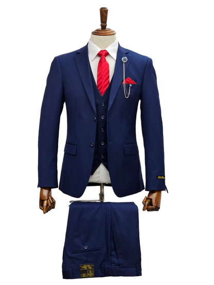 2 Button Notch Lapel D.Blue Slim Fit Suit FF2SV-4030