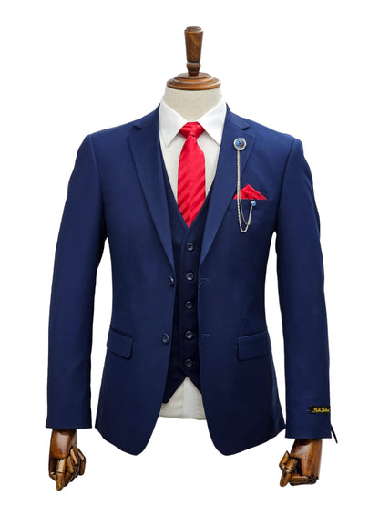 2 Button Notch Lapel D.Blue Slim Fit Suit FF2SV-4030