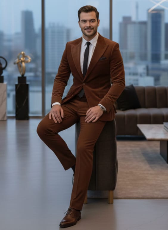Giovanni Testi Slim Fit Velvet Suit