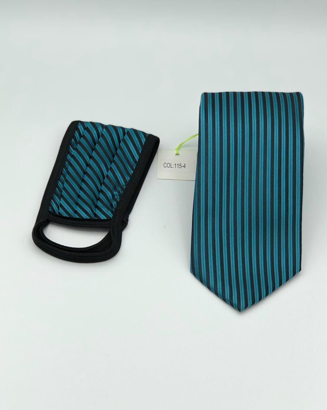 Classic Tie & Face Mask Set, 115-4 Teal green