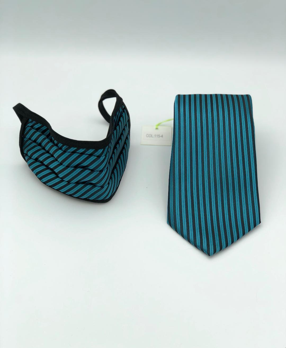 Classic Tie & Face Mask Set, 115-4 Teal green