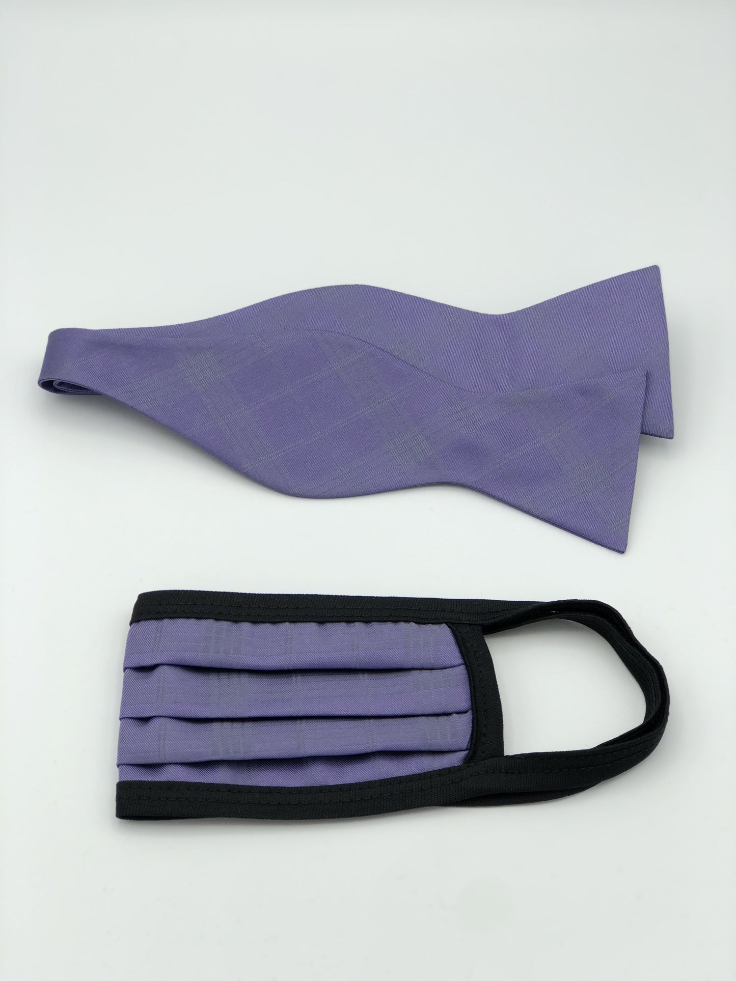 Self Bow Tie & Face Mask Set, Lavender Plaid BT106-4