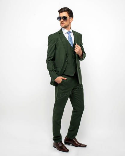 2 Button Notch Lapel Olive Slim Fit Suit FF2SV-4030