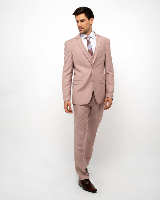 2 Button Notch Lapel Blush Slim Fit Suit FF2SV-4030