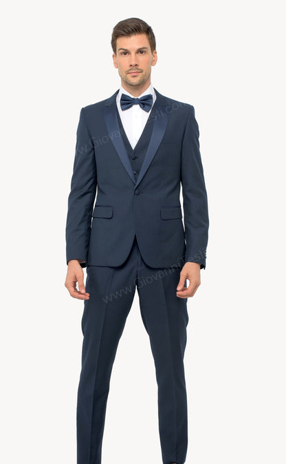 1 Button Peak Lapel Slim Fit Navy Tuxedo FF1PX+V-1230