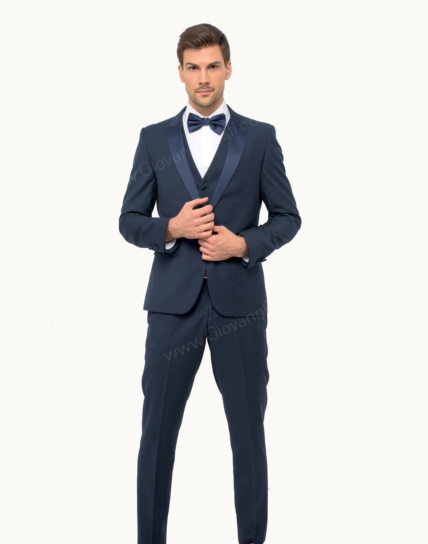 1 Button Peak Lapel Slim Fit Navy Tuxedo FF1PX+V-1230