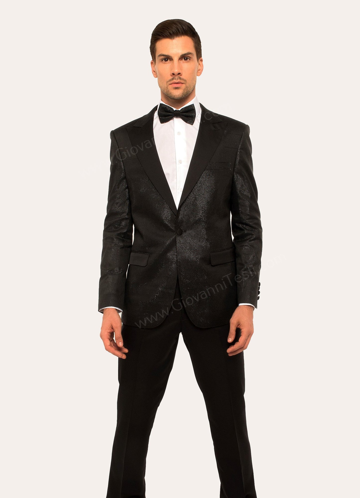 Fabio Fabrinni Slim Fit Glitter Suit w/ Mask FF1P-6026 BLACK