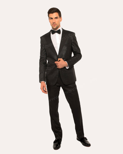 Fabio Fabrinni Slim Fit Glitter Suit w/ Mask FF1P-6026 BLACK