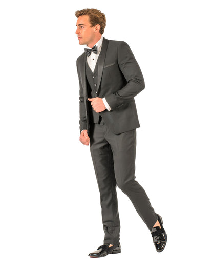 2 Button Black Slim Fit Suit with Shawl Lapel FF2SSX+V-1230