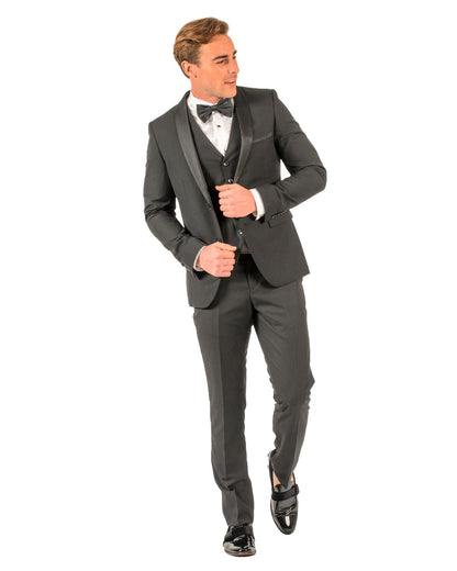 2 Button Black Slim Fit Suit with Shawl Lapel FF2SSX+V-1230