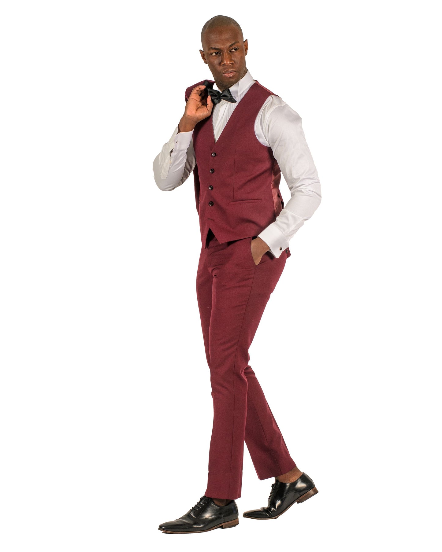 2 Button Shawl Lapel Burgundy Slim Fit Suit FF2SSX+V-1230